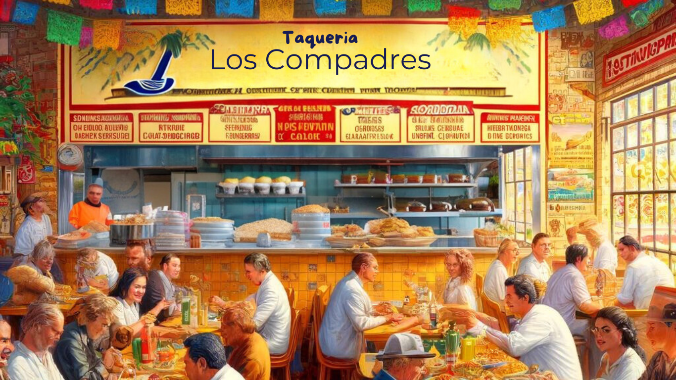 Vibrant dining atmosphere at Taqueria Los Compadres showcasing Mexican cuisine and cultural decor.